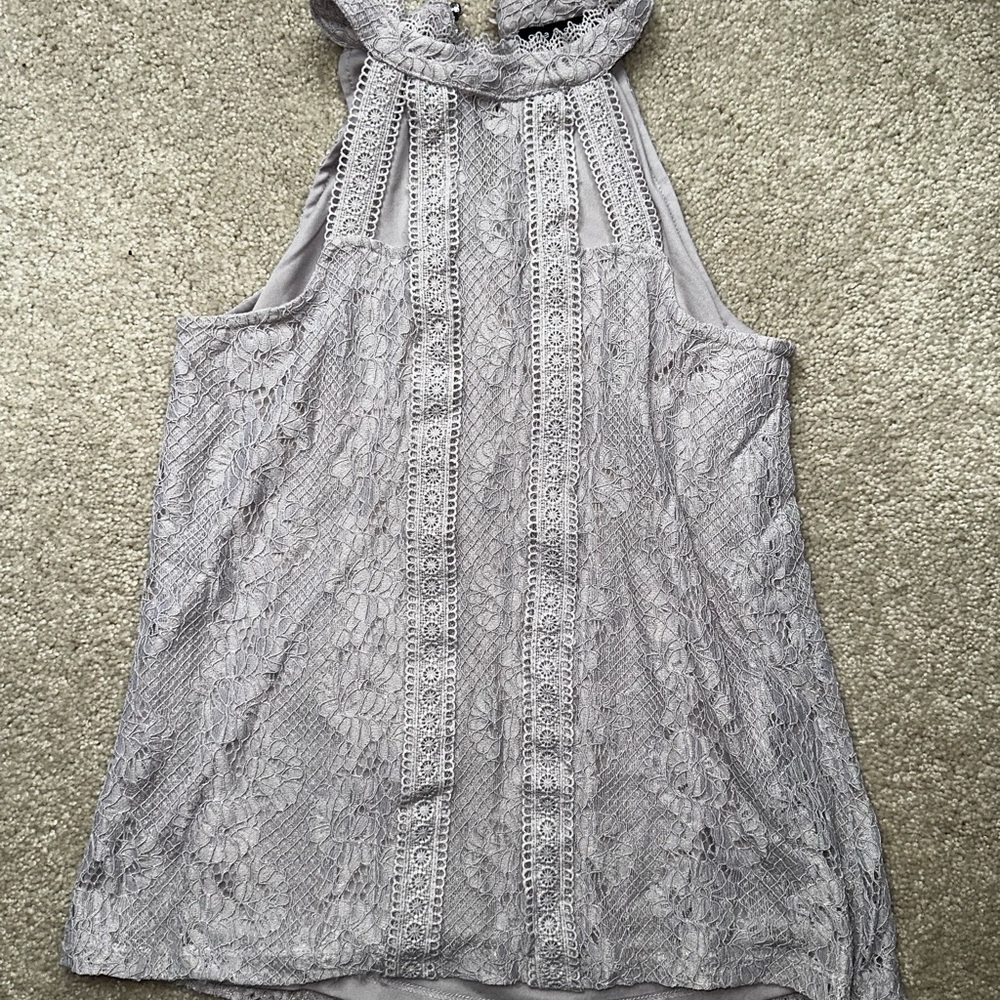 Elegant Lace Halter Top - light purple/grey